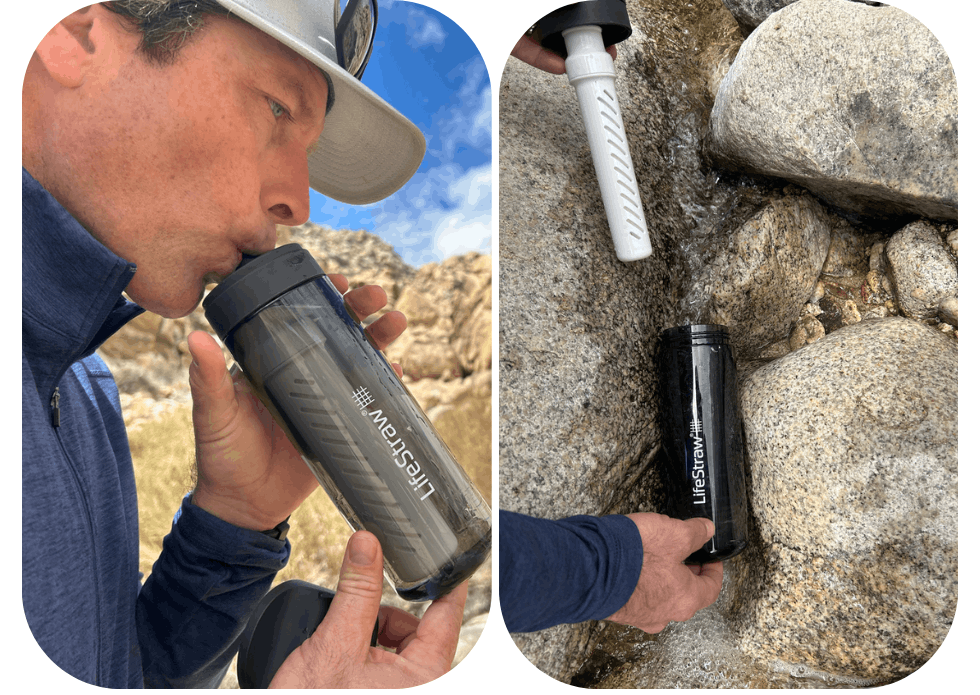 Czarna butelka LifeStraw idealna do hikingu i trekkingu
