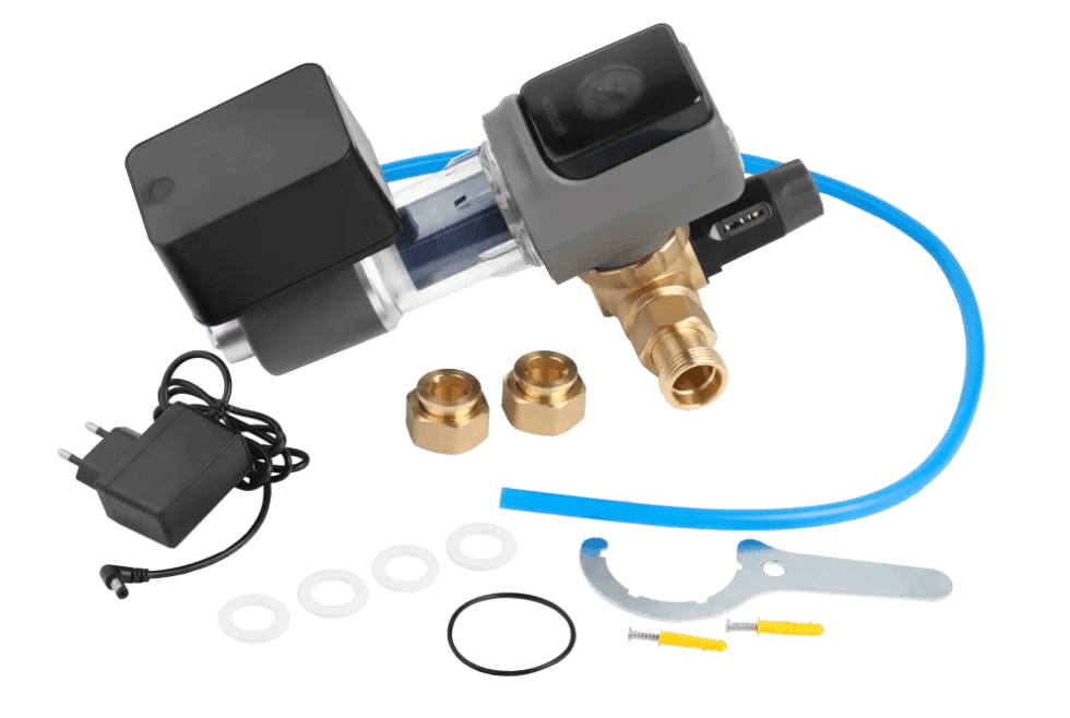 Pełny zestaw montażowy filtra do wody Ecosoft - filtr sedymentacyjny z dyskiem i manometrem