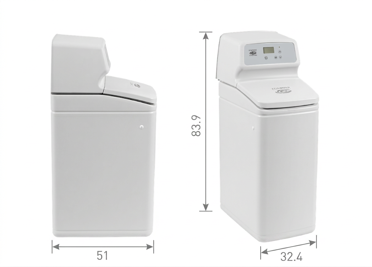 Zmiękczacz EcoWater Comfort 300 - wymiary i&nbsp;wygląd