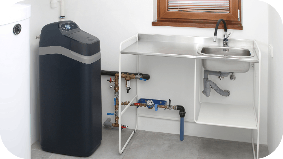 Zmiękczacz wody EcoWater zamontowany w kotłowni