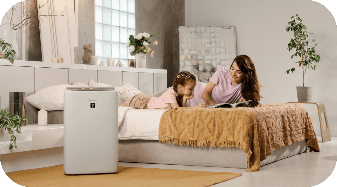 Oczyszczacz powietrza do sypialni i&nbsp;mieszkania Sharp z&nbsp;nawilżaczem i&nbsp;jonizatorem