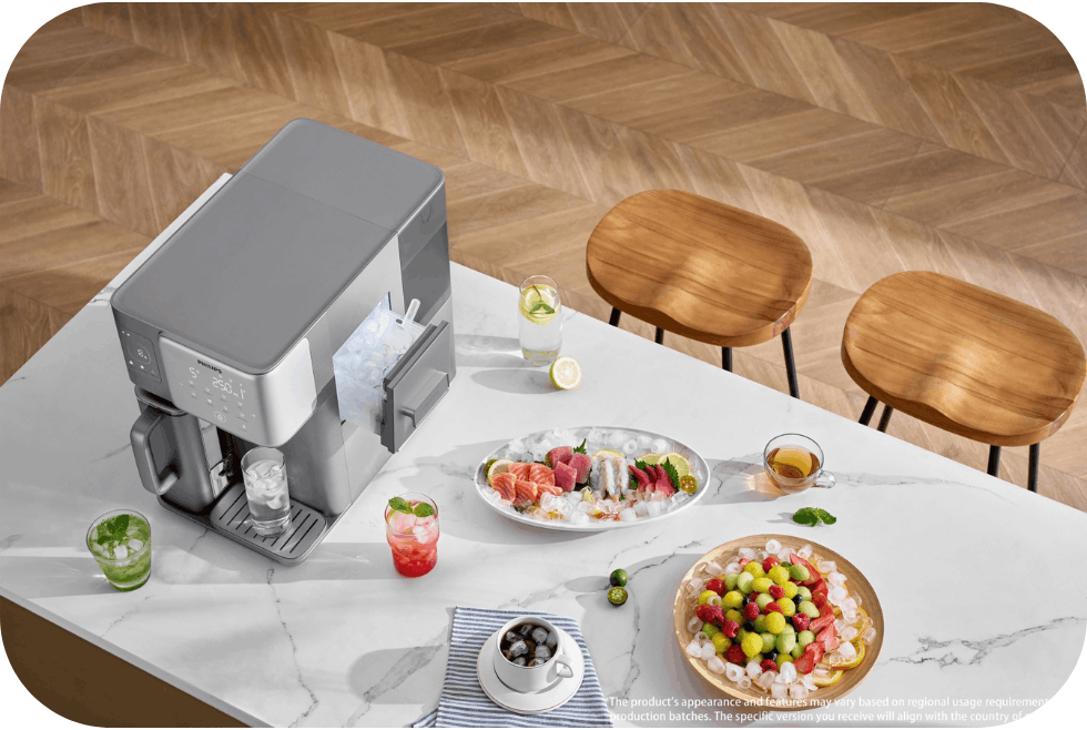 Dystrybutor wody Philips z&nbsp;wodą gorącą, schłodzoną i&nbsp;kostkarką do lodu - idealny do domu i&nbsp;biura