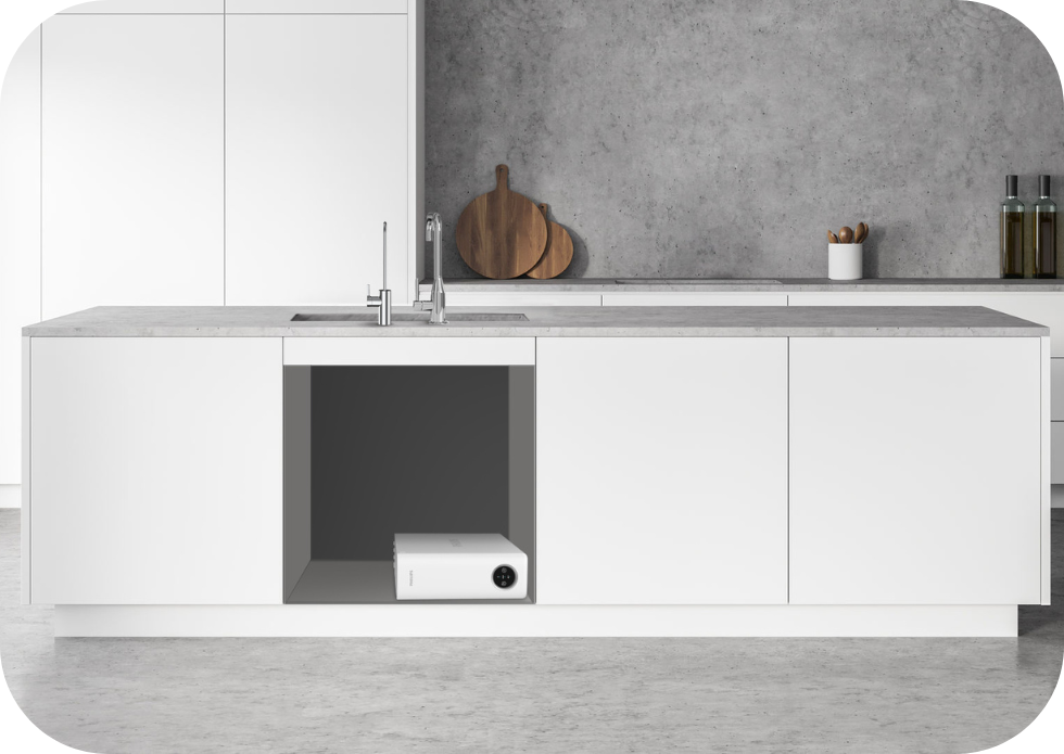 Ssystem filtracji wody odwrocona osmoza philips aut8960/10 w&nbsp;pozycji poziomej pod kuchennym cokołem