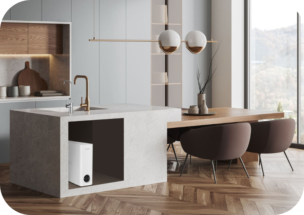 philips 8960/10 kompaktowy system ro z&nbsp;dedykowanym kranikiem oraz ze zdjętym przednim panelem