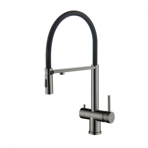 Bateria kuchenna trójdrożna Blue Water TUSAR Grafit z podłączeniem do filtra wody