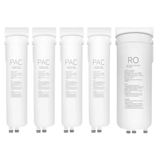 Zestaw wkładów filtrujących do Midea 400GPD na 2 lata (4x PAC + 1x RO)
