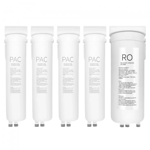 Zestaw wkładów filtrujących do Midea 800GPD na 2 lata (4x PAC + 1x RO)