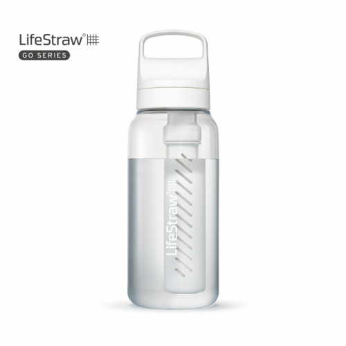 LifeStraw Go 2.0 Przezroczysta Butelka Filtrująca [ Clear ] 1L z Białą Nakrętką