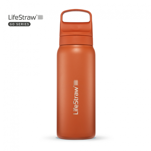LifeStraw Go 2.0 Steel - Butelka z Filtrem Ze Stali Nierdzewnej [ Kyoto Orange ] 700 ml Pomarańczowa