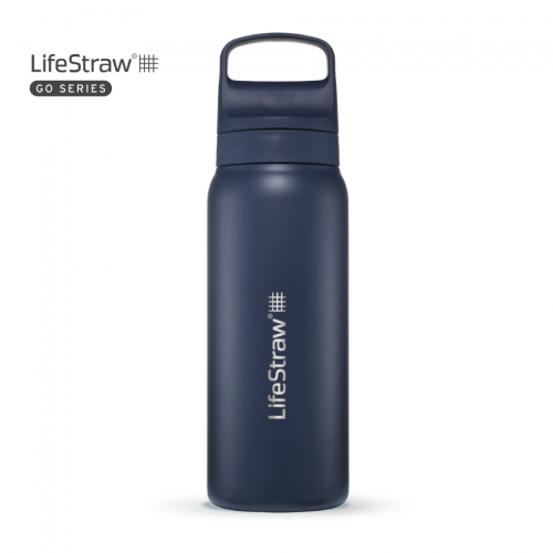LifeStraw Go 2.0 Steel - Stalowa Butelka Turystyczna z Filtrem [ Aegean Sea ] 700 ml Granatowa