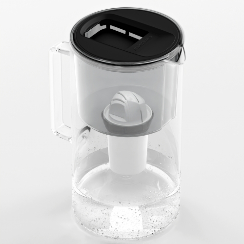 Dzbanek filtrujący szklany WESSPER D2 BOROSILICATE 3L CZARNY z filtrem Aquaclassic
