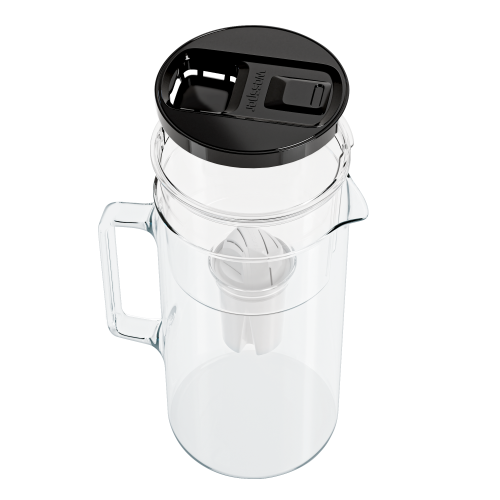 Szklany dzbanek WESSPER D2 BOROSILICATE futureflowTM 3L CZARNY z licznikiem i filtrem Aquaclassic