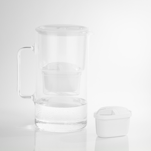 Szklany dzbanek WESSPER D2 BOROSILICATE futureflowTM 3L BIAŁY z licznikiem i filtrem Aquamax - 2