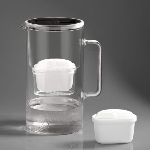 Szklany dzbanek WESSPER D2 BOROSILICATE futureflowTM 3L CZARNY z licznikiem i filtrem Aquamax - 2