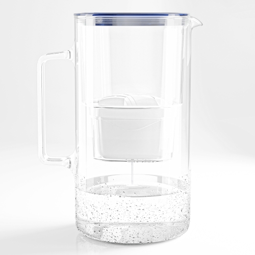 Szklany dzbanek WESSPER D2 BOROSILICATE futureflowTM 3L GRANATOWY z licznikiem i filtrem Aquamax