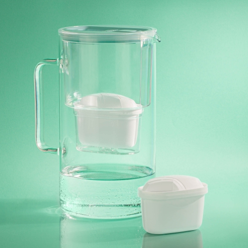 Szklany dzbanek WESSPER D2 BOROSILICATE futureflowTM 3L MIĘTOWY z licznikiem i filtrem Aquamax - 2