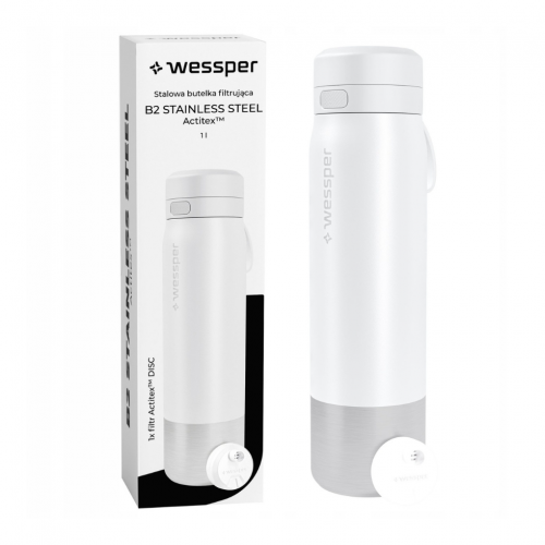 Stalowa butelka z filtrem Wessper B2 STAINLESS STEEL Actitex 1L - BIAŁA