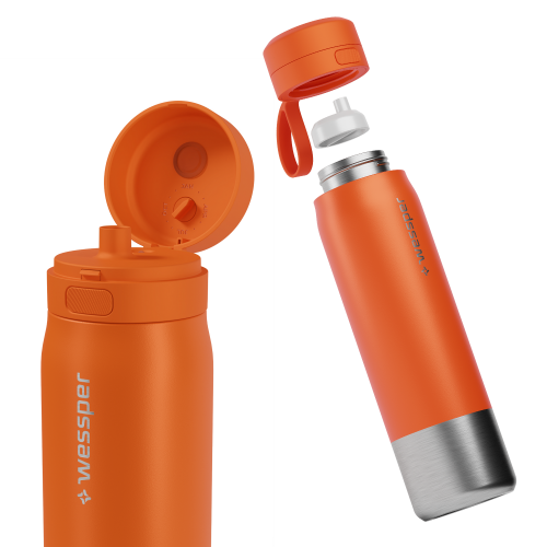 Stalowa butelka z filtrem Wessper B2 STAINLESS STEEL Actitex 1L - POMARAŃCZOWA - 4