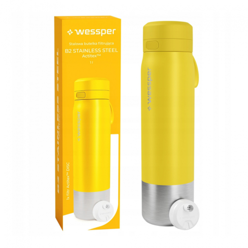 Stalowa butelka z filtrem Wessper B2 STAINLESS STEEL Actitex 1L - ŻÓŁTA