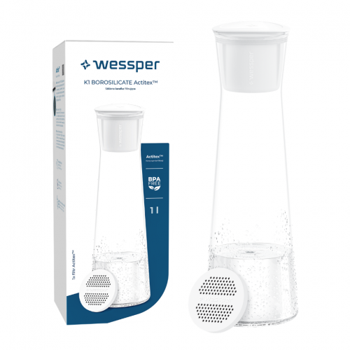 Szklana karafka filtrująca Wessper K1 BOROSILICATE Actitex - Biała - 6