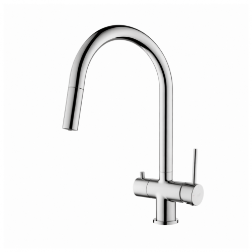 Czterodrożna bateria kuchenna Blue Water CYRUS Chrom z wyciąganą wylewką