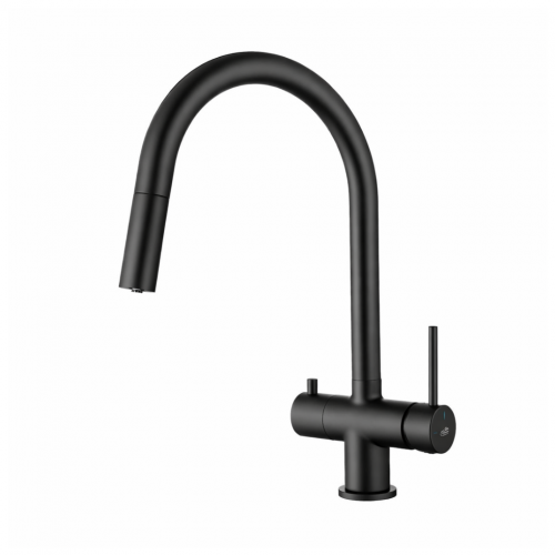 Czterodrożna bateria kuchenna Blue Water CYRUS Czarny Mat z wyciąganą wylewką