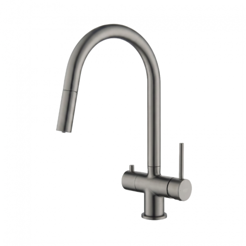 Czterodrożna bateria kuchenna Blue Water CYRUS Grafit z wyciąganą wylewką