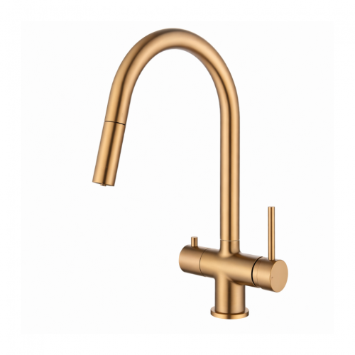 Czterodrożna bateria kuchenna Blue Water CYRUS Miedź z wyciąganą wylewką