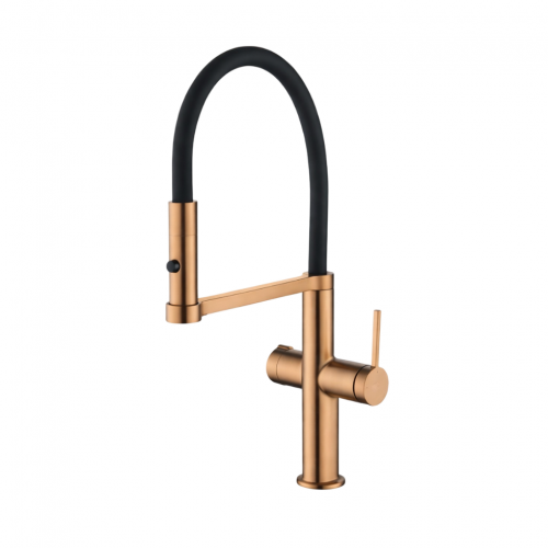 Trójdrożna bateria kuchenna Blue Water KATANIA Miedź z wyciąganym kranem